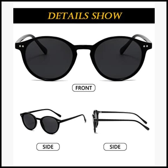 Classic Polarized Round Sunglasses Lightweight Circle Frame - Picture 5 of 7